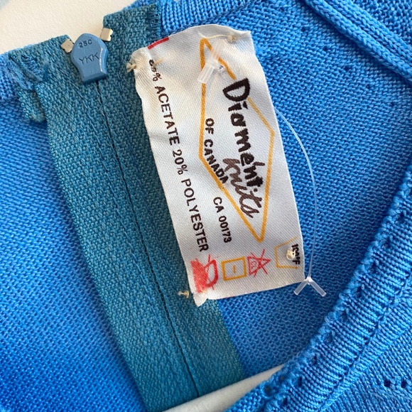 VINTAGE 60s Blue Polyester Shirt - Picture 4 of 4